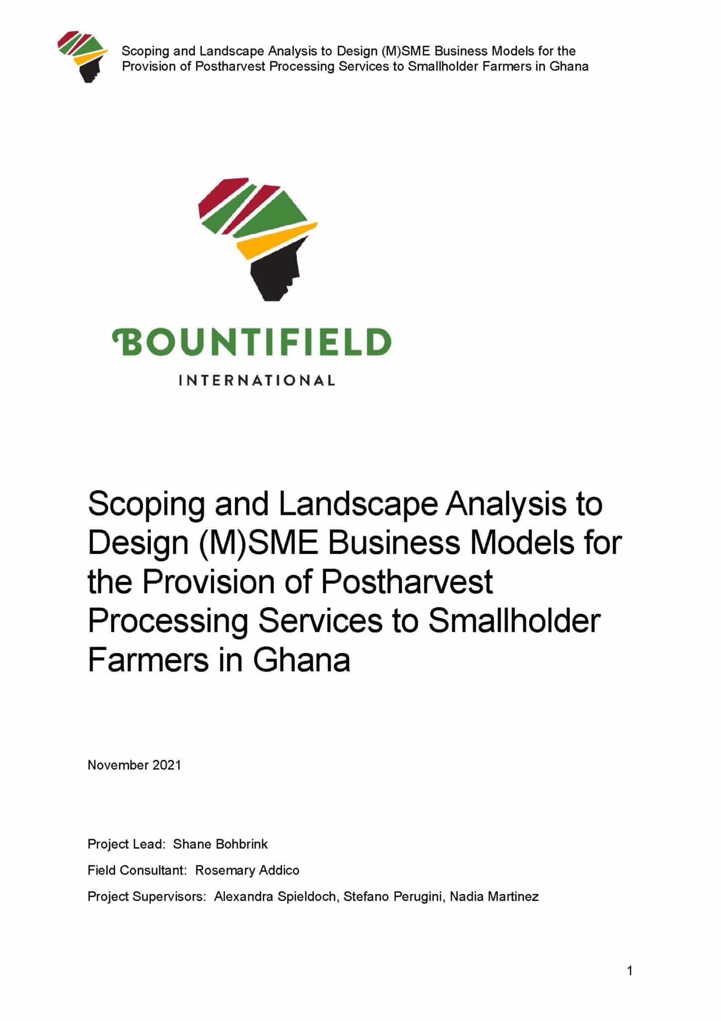 November 2021 Bountifield International, "Scoping and Landscape Analysis: Ghana"
